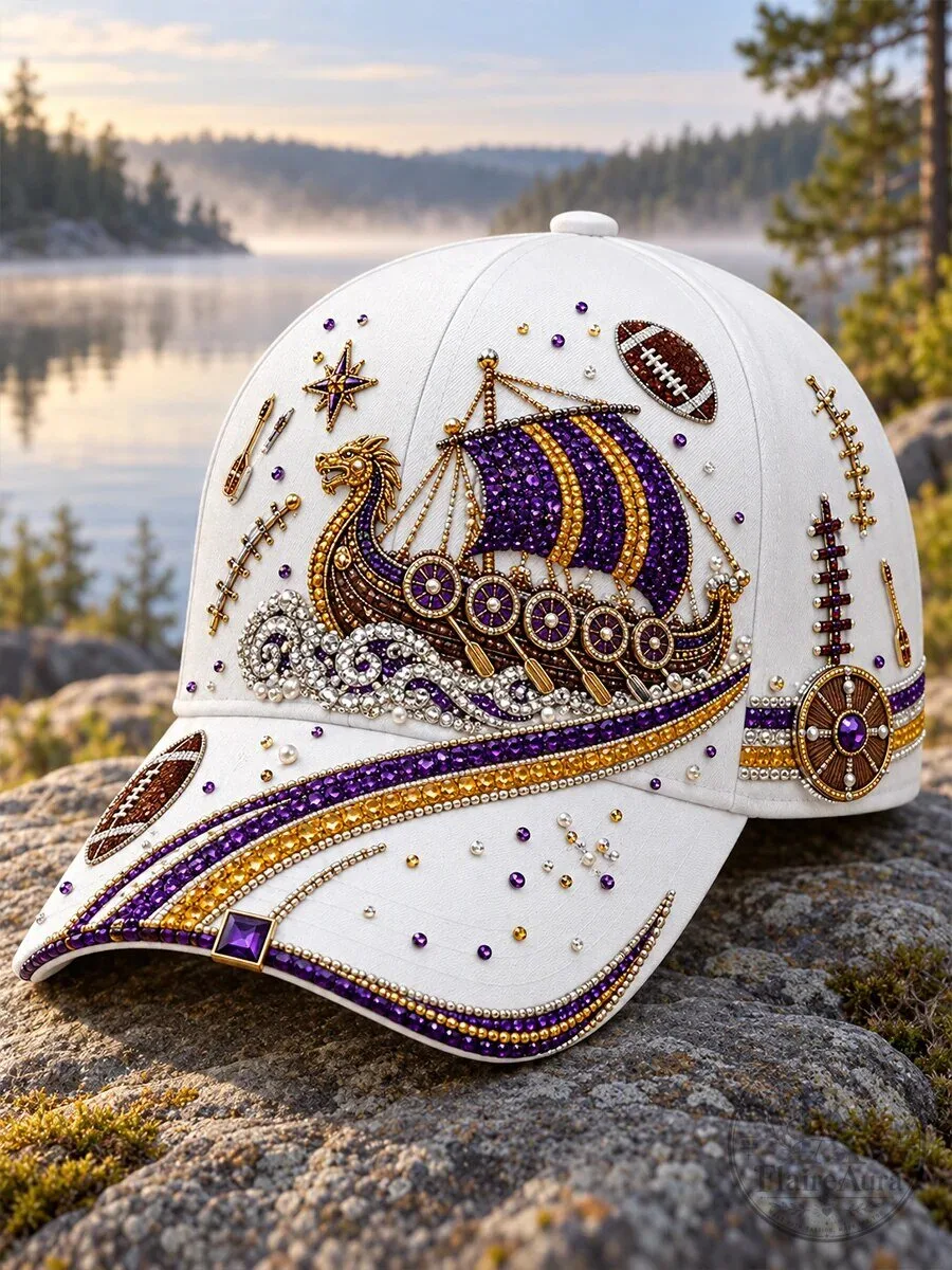 Minnesota Vikings Football Team Rhinestone Embroidered Cap Hat