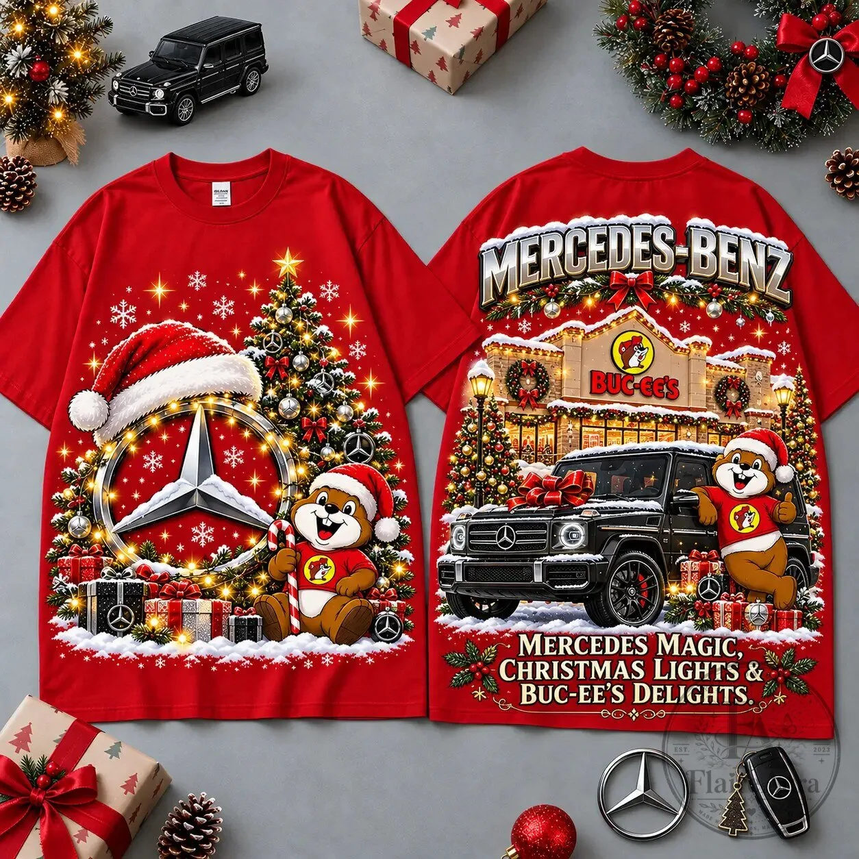 Mercedes-Benz Buc-ee's Christmas Magic Lights Holiday T-Shirt