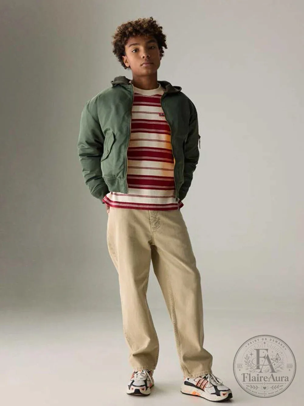 Bellerose Red and White Striped Long Sleeve Crewneck T-Shirt 4 Bellerose Red and White Striped Long Sleeve Crewneck T-Shirt
