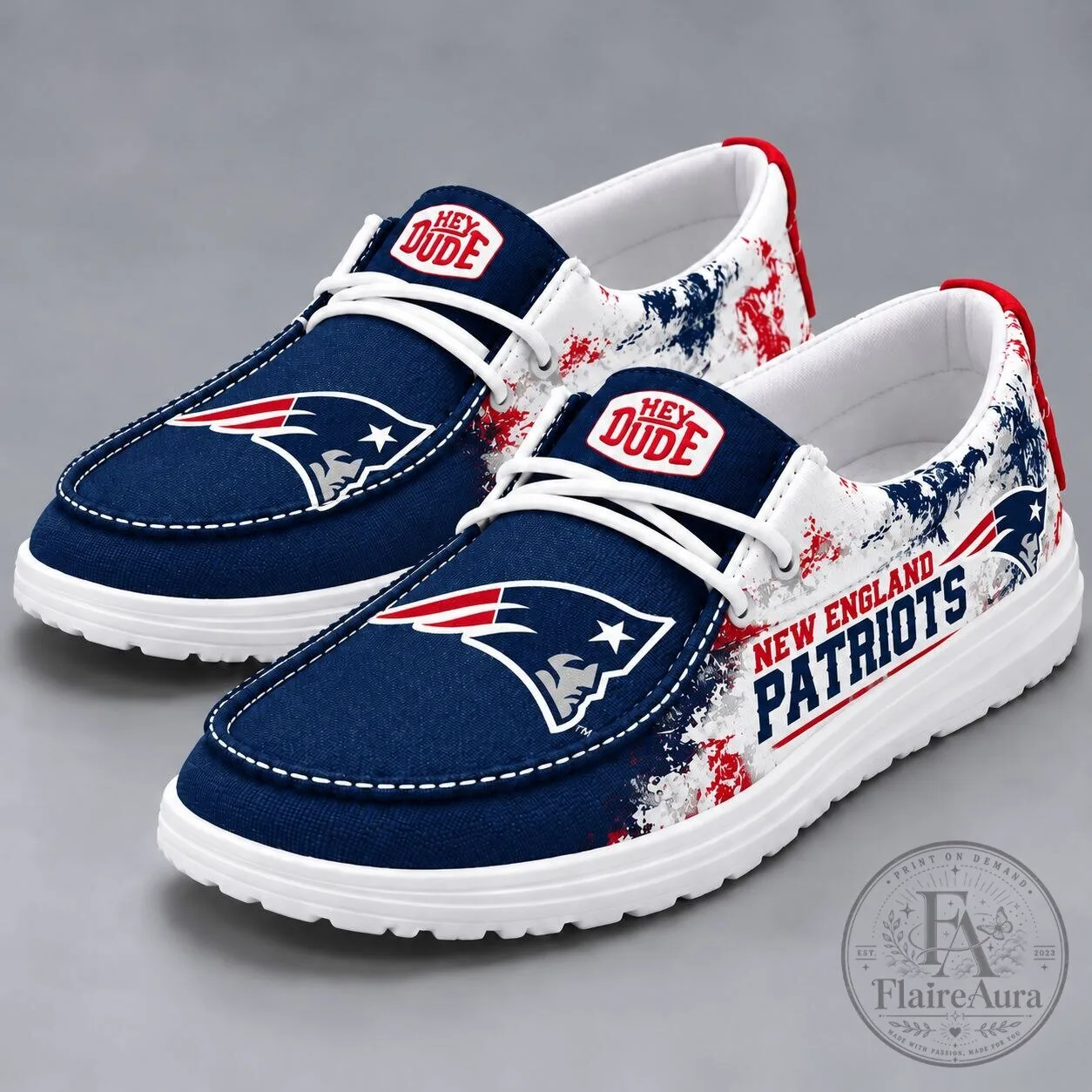 New England Patriots NFL Team Logo Custom Printed Casual Loafer Shoes