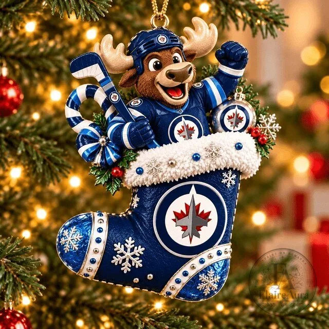 Winnipeg Jets Mick E. Moose Christmas Stocking Ornament for Hockey Fans