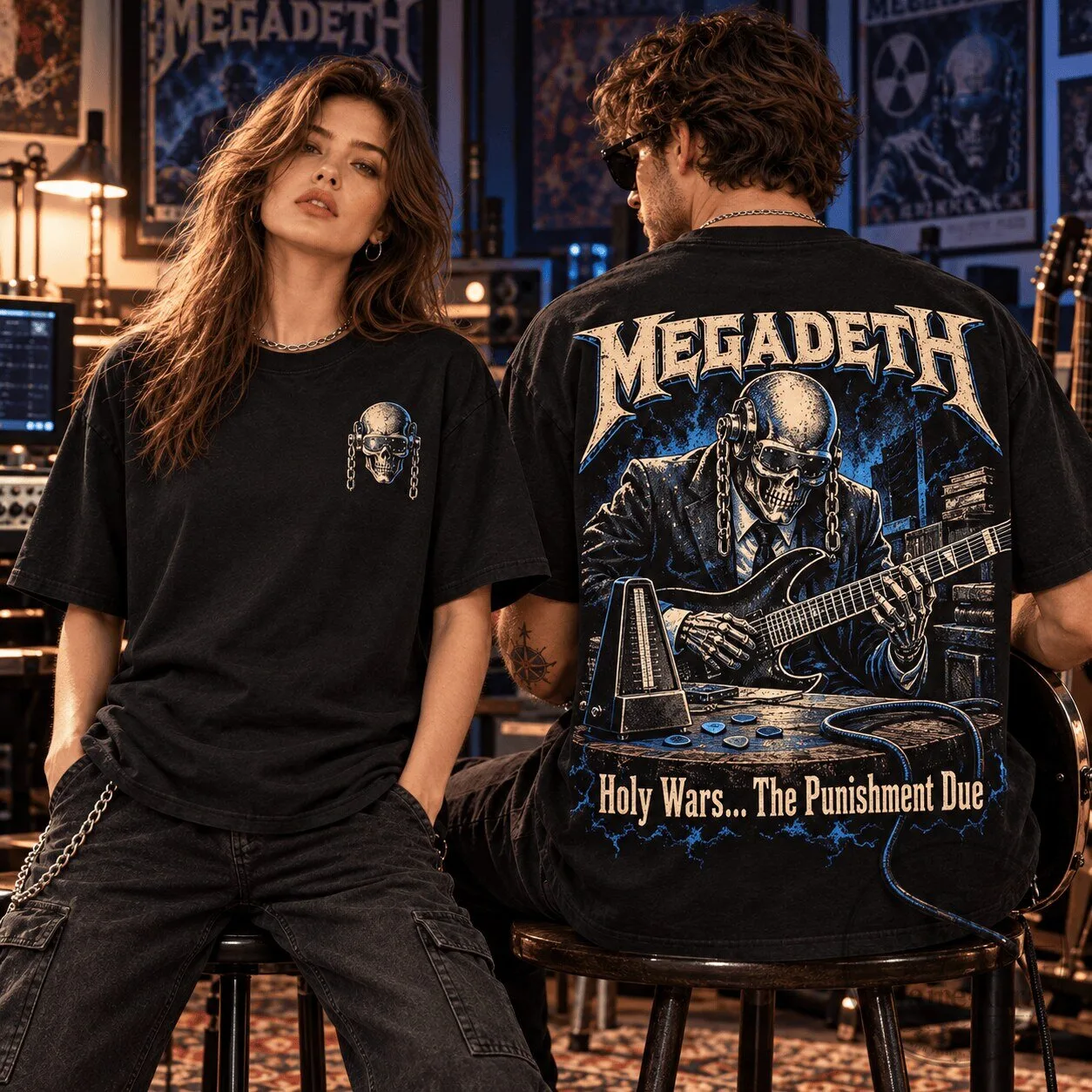 Megadeth Holy Wars Skeleton Guitarist Thrash Metal Band Music T-Shirt