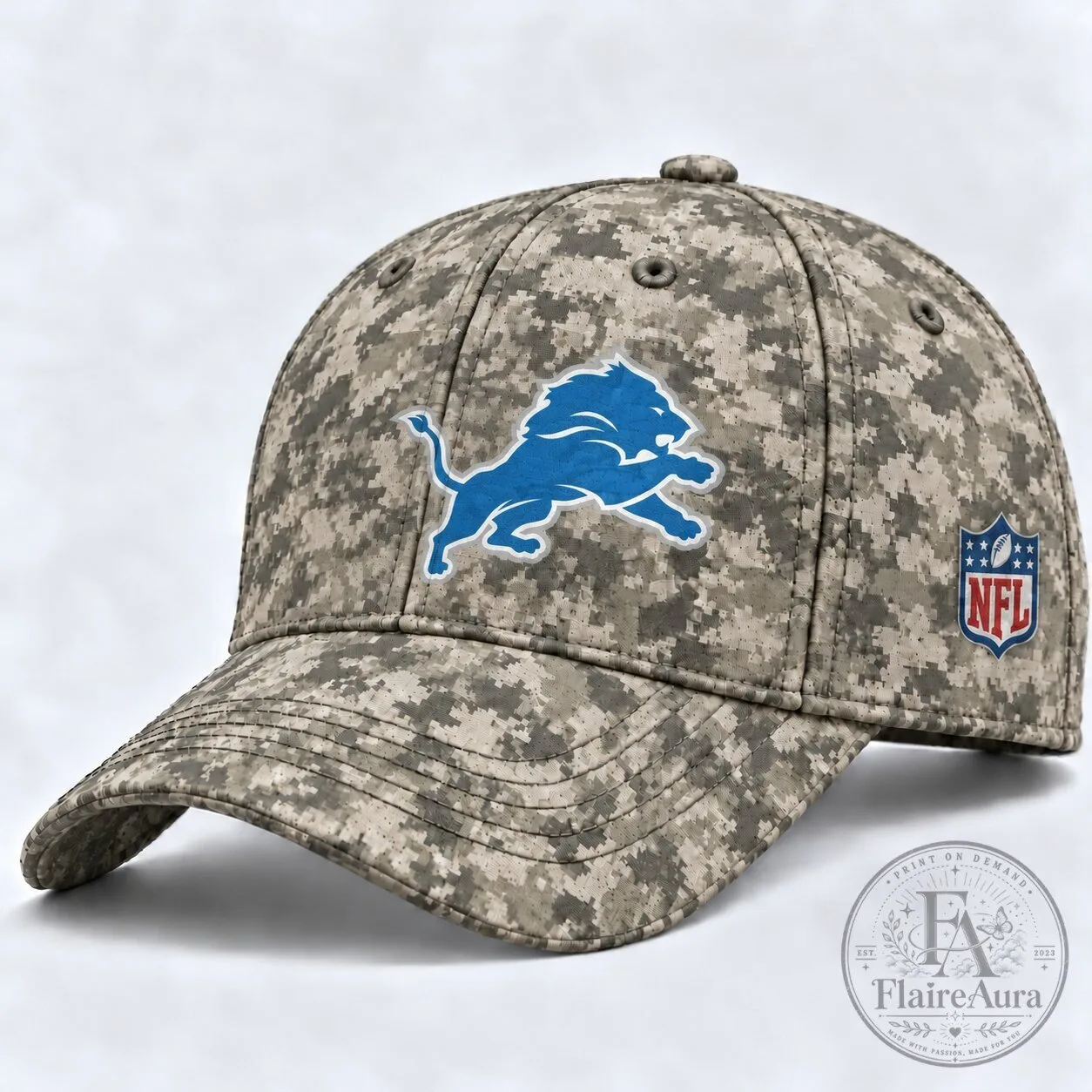 Detroit Lions NFL Desert Camouflage Premium Baseball Cap Hat