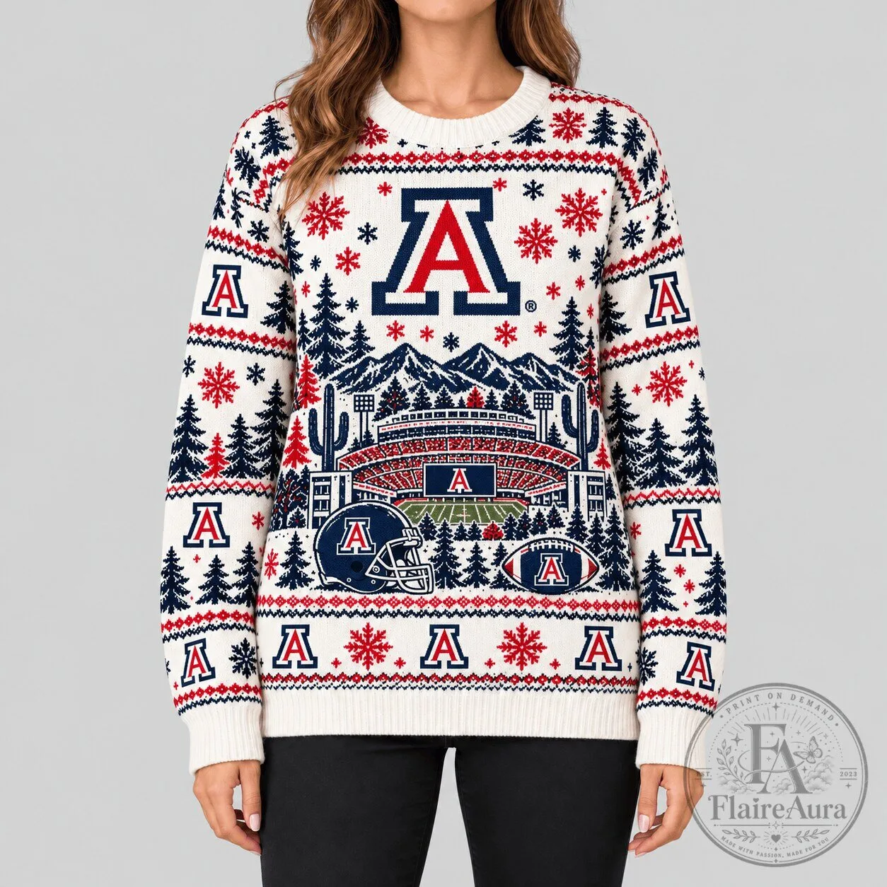 Arizona Wildcats NCAA Stadium Christmas Holiday Ugly Sweater Sweatshirt