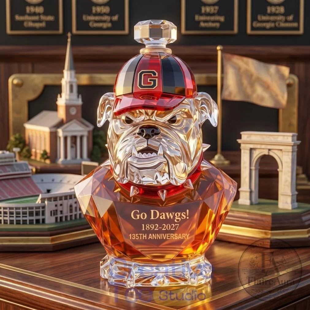Georgia Bulldogs 135th Anniversary Go Dawgs! Whiskey Decanter Bottle