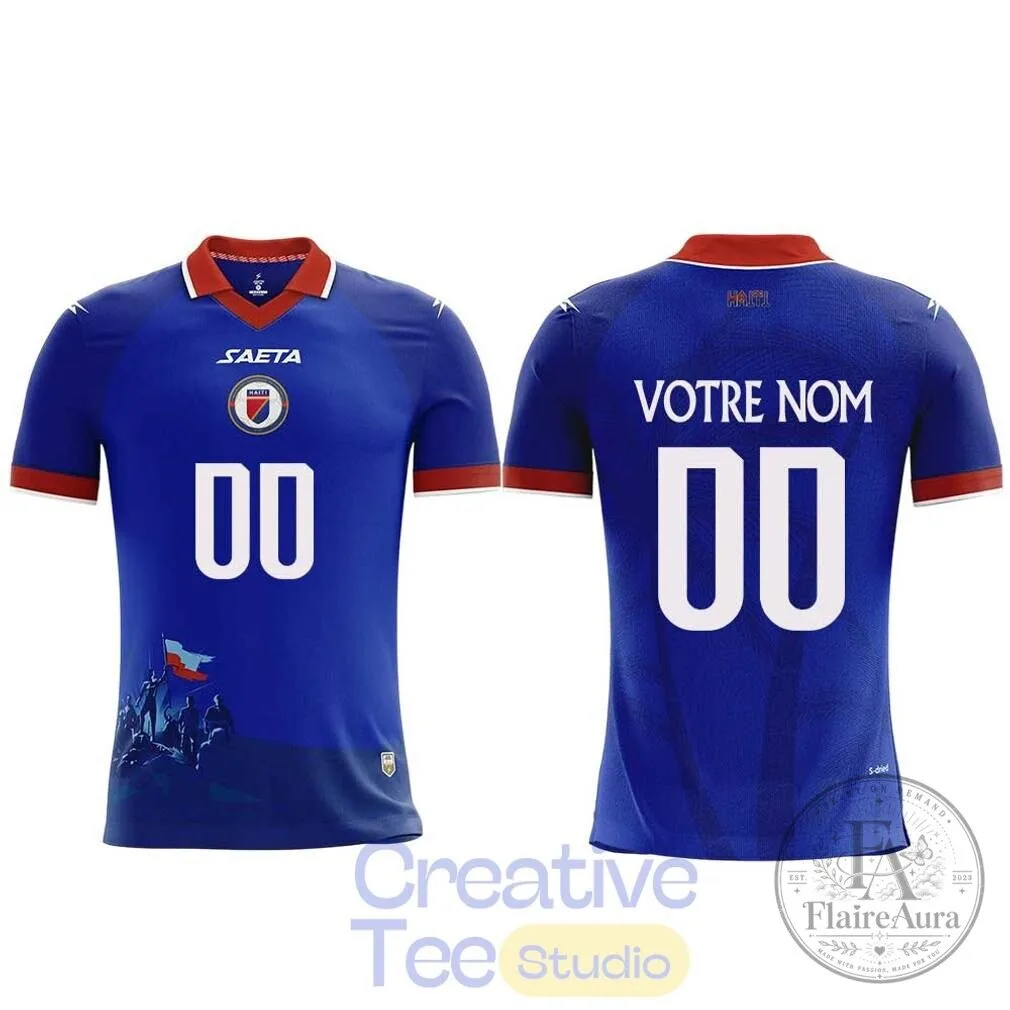Haiti National Football Team Blue Home Jersey 2026 World Cup Custom Name And Number 3 Haiti National Football Team Blue Home Jersey 2026 World Cup Custom Name And Number