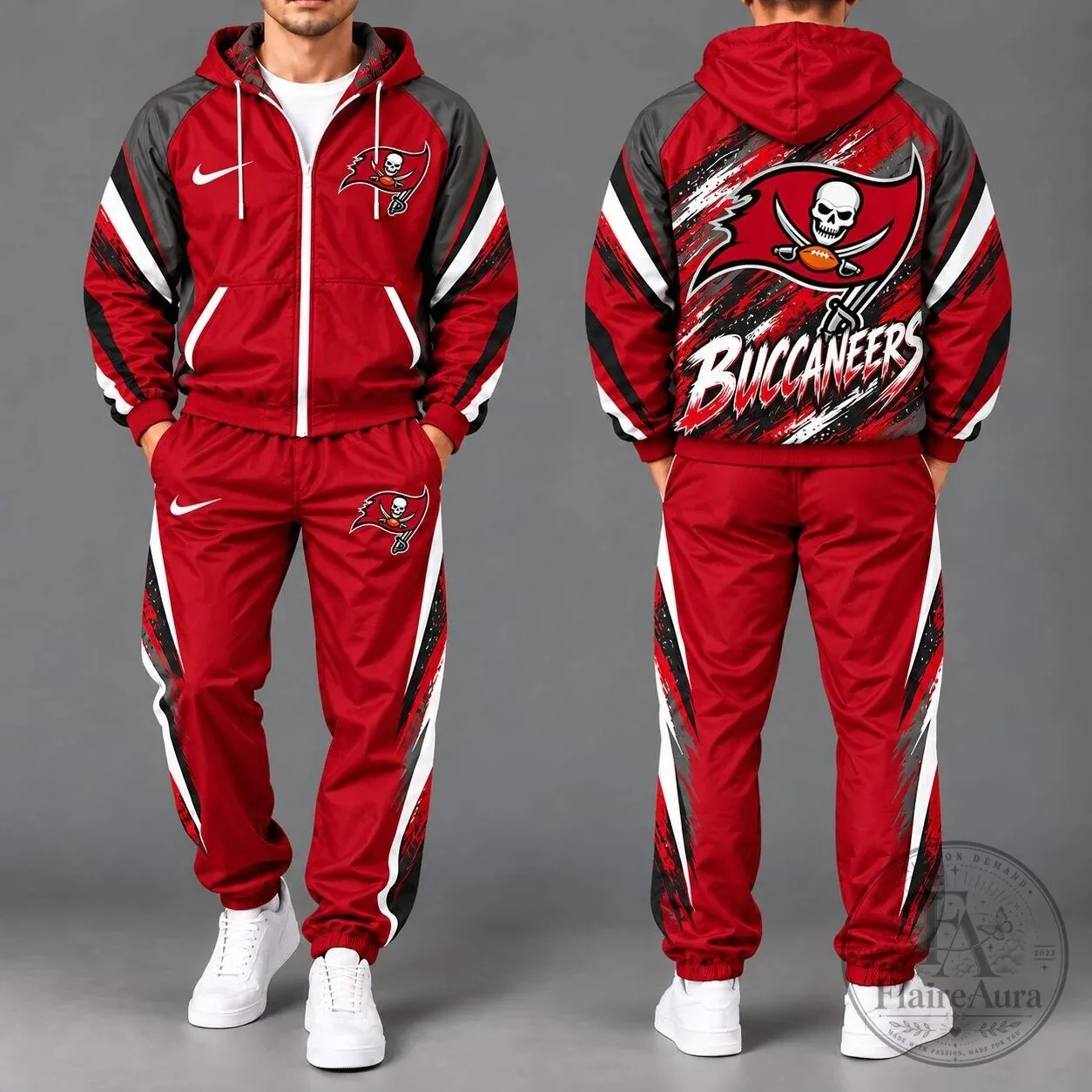 Tampa Bay Buccaneers NFL Football Team Red and Gray Tracksuit Jacket