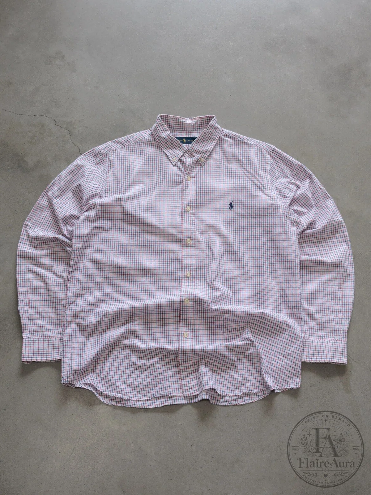 Vintage Ralph Lauren Tattersall Button-Down Long Sleeve Shirt for Men