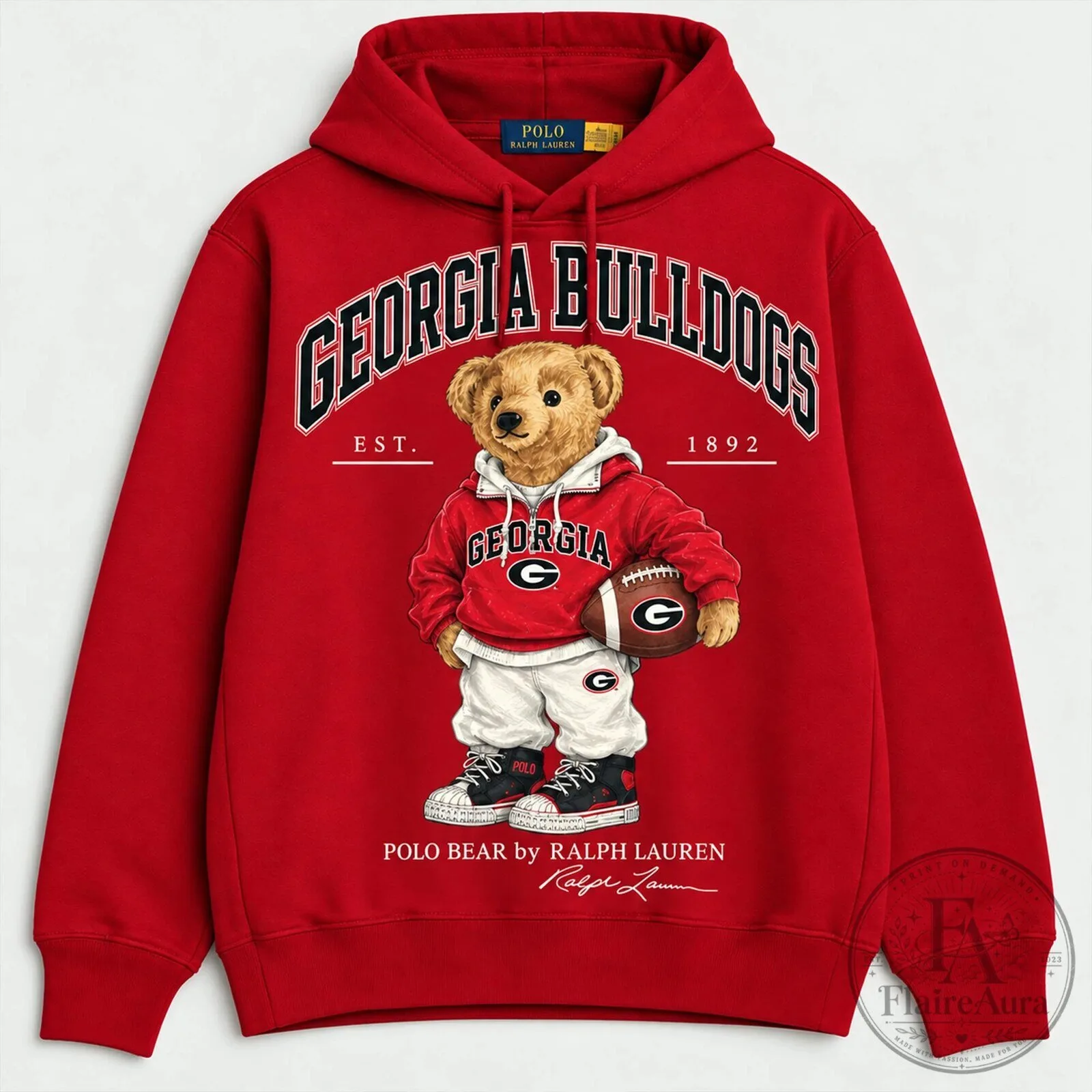 Georgia Bulldogs Polo Bear by Ralph Lauren Football Red Hoodie