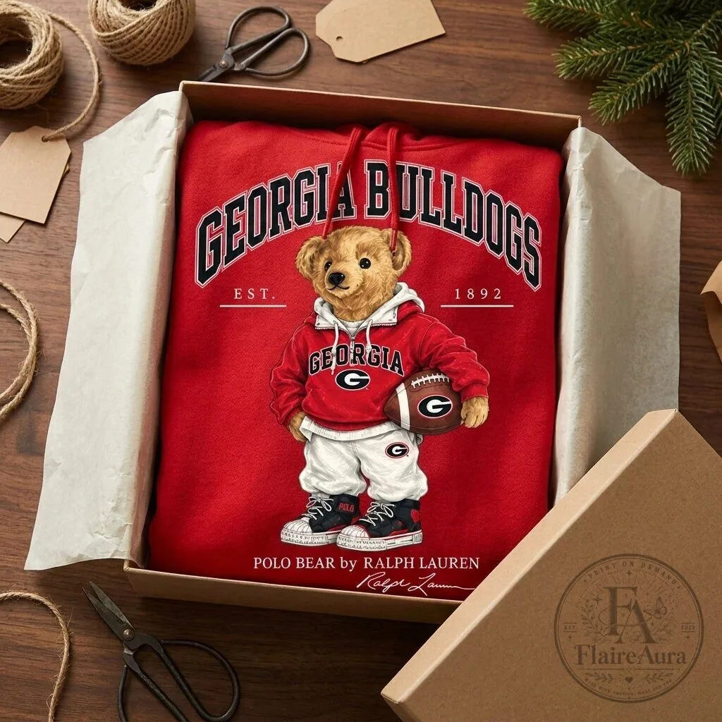 Georgia Bulldogs Polo Bear by Ralph Lauren Football Red Hoodie 6 Georgia Bulldogs Polo Bear by Ralph Lauren Football Red Hoodie
