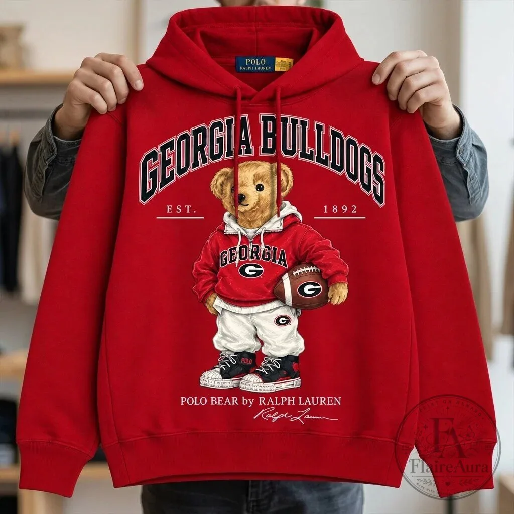 Georgia Bulldogs Polo Bear by Ralph Lauren Football Red Hoodie 7 Georgia Bulldogs Polo Bear by Ralph Lauren Football Red Hoodie