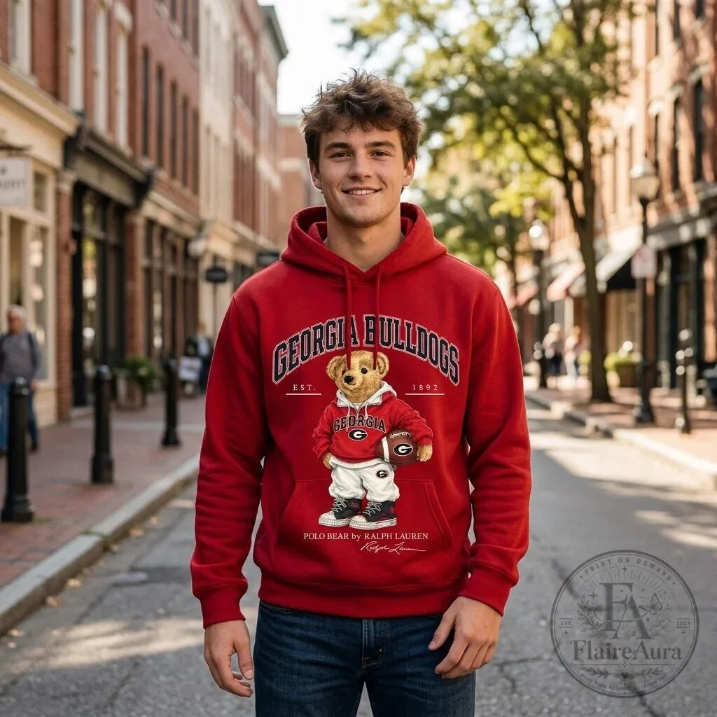 Georgia Bulldogs Polo Bear by Ralph Lauren Football Red Hoodie 8 Georgia Bulldogs Polo Bear by Ralph Lauren Football Red Hoodie